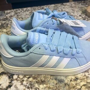 Adidas Sky Blue and White Sneakers